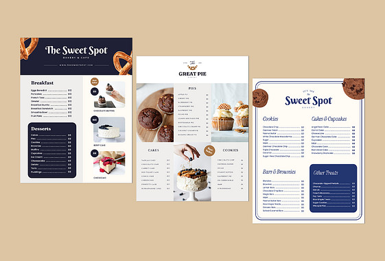 Delightful Bakery Menu Templates