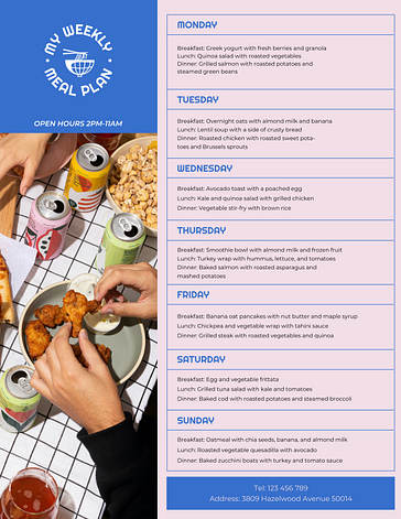 Taste of the Week Menu Templates