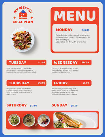 Taste of the Week Menu Templates