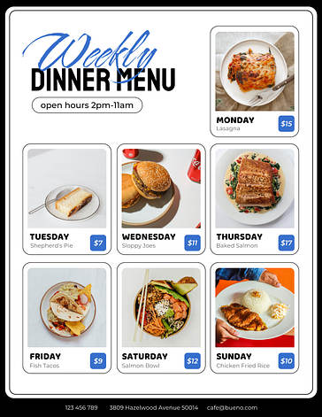Taste of the Week Menu Templates