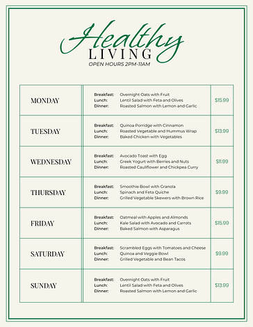 Taste of the Week Menu Templates