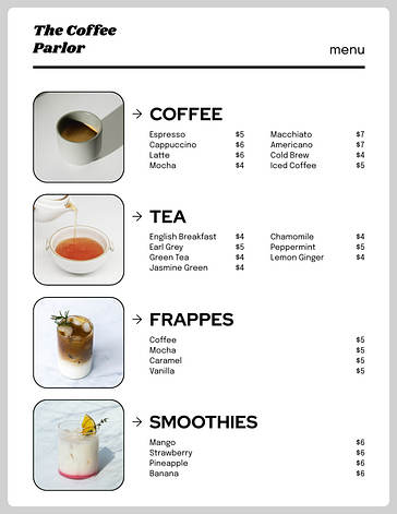 Beverage Menu Design Collection