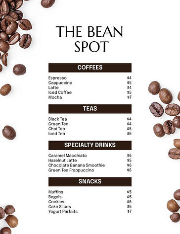 Beverage Menu Design Collection