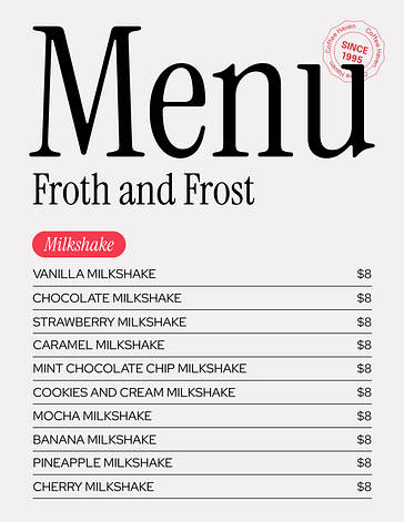 Beverage Menu Design Collection