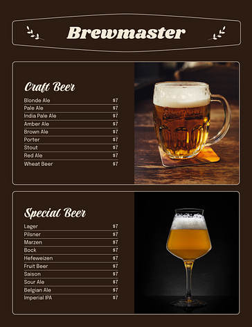 Beverage Menu Design Collection