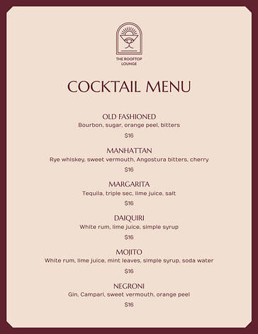 Beverage Menu Design Collection