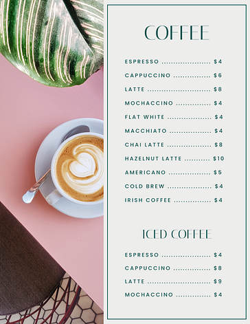 Trendy Cafe Menu Templates