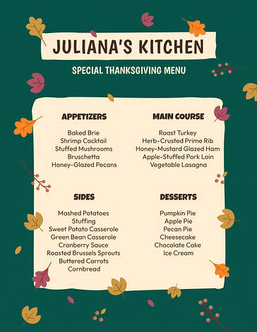 Danksagung Menüvorlagen