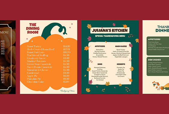 Danksagung Menüvorlagen