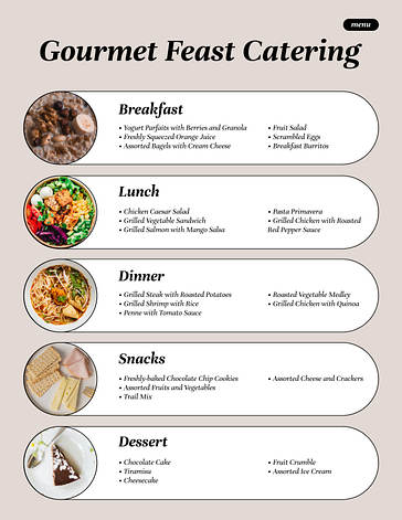 ケータリング会社向けメニューテンプレート