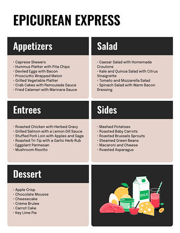 ケータリング会社向けメニューテンプレート