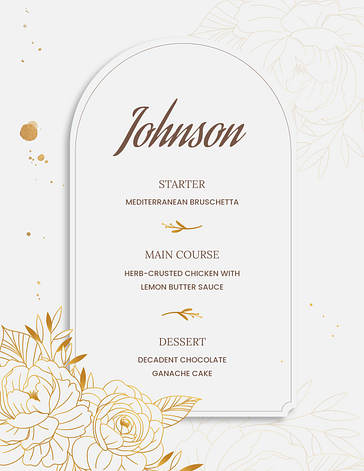 Vorlagen für Hochzeitsmenüs