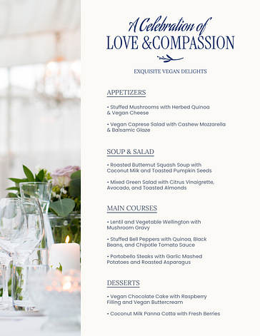 Vorlagen für Hochzeitsmenüs