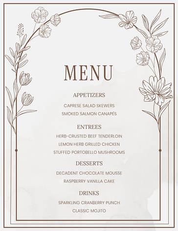 Vorlagen für Hochzeitsmenüs