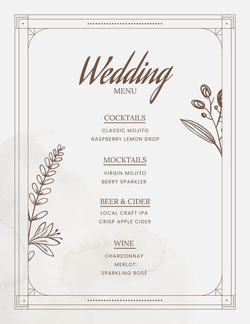 Vorlagen für Hochzeitsmenüs