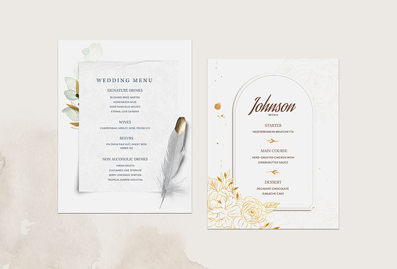 Vorlagen für Hochzeitsmenüs