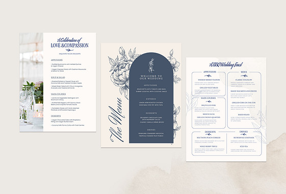 Vorlagen für Hochzeitsmenüs