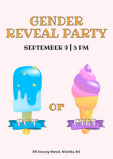 性別発表パーティーの招待状