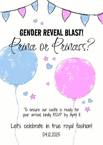 性別発表パーティーの招待状