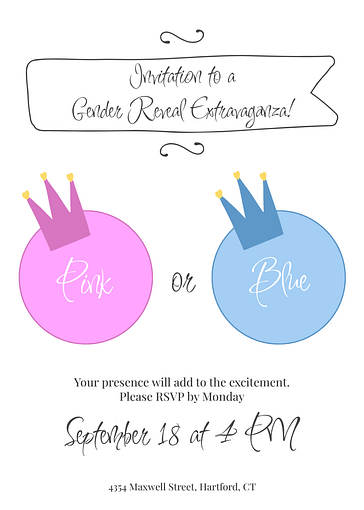 性別発表パーティーの招待状