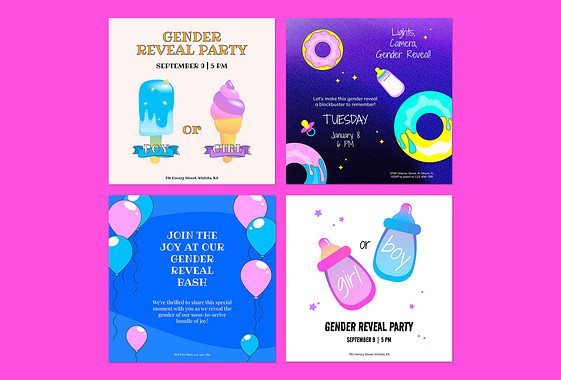 性別発表パーティーの招待状