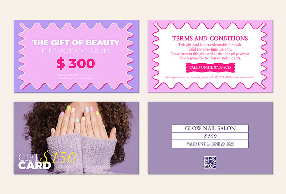 Nail Salon Gift Card Templates