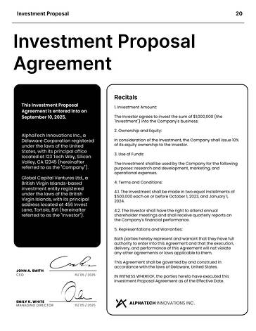 Corporate Investment Proposal Template