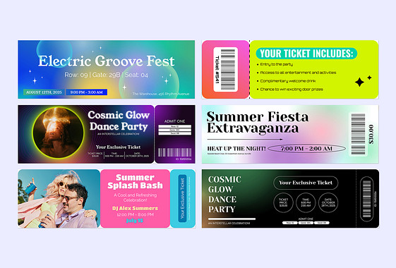 Entradas de fiesta vibrantes