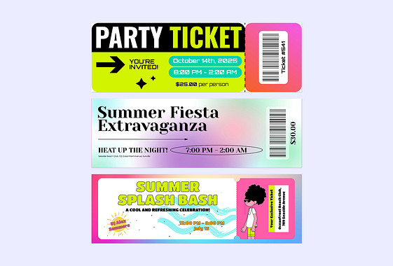 Entradas de fiesta vibrantes