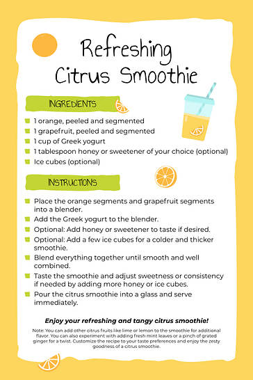 Fresh Fusion Smoothie Recipe Cards