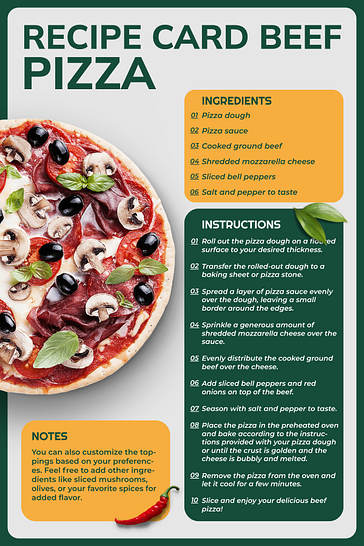 Pizza ve Burger Tarif Kartları