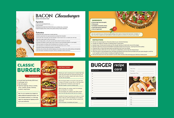 Pizza ve Burger Tarif Kartları