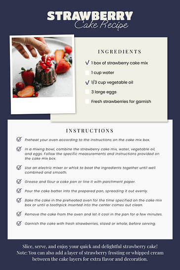 Cartes de recettes Tranche sucrée