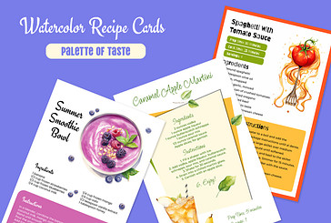 Watercolor Recipe Card Templates