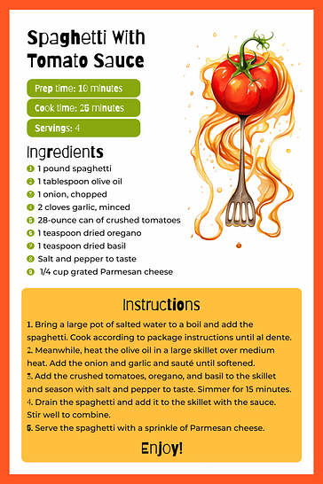 Carte de recettes aquarelle