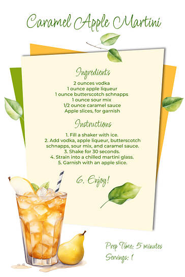 Carte de recettes aquarelle