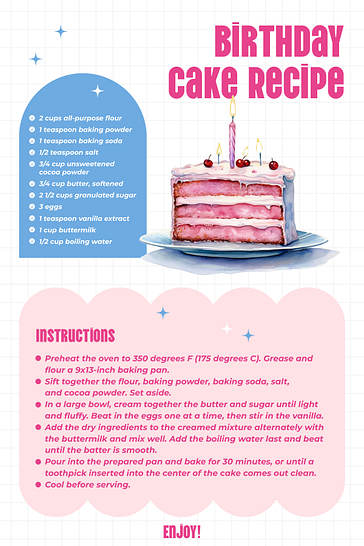 Carte de recettes aquarelle