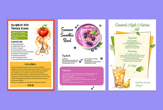 Carte de recettes aquarelle