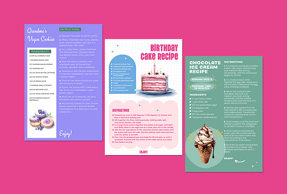 Carte de recettes aquarelle