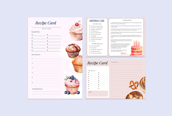 Modèles de cartes de recettes illustrées