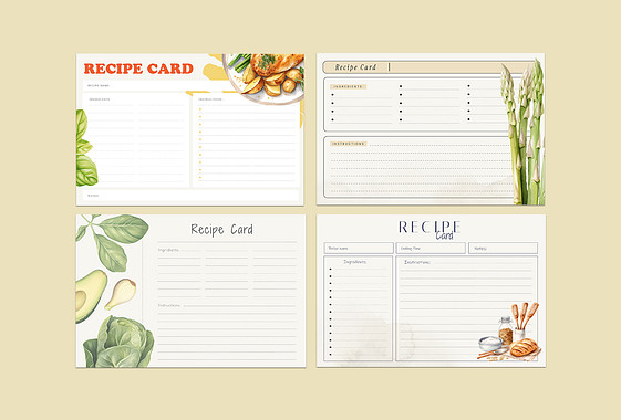 Modèles de cartes de recettes illustrées