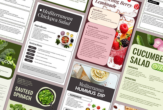 Plantillas estéticas para tarjetas de recetas