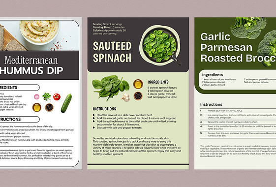 Plantillas estéticas para tarjetas de recetas