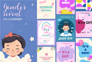 Colorful Gender Reveal Announcements
