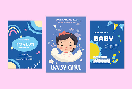 Bunte Ankündigungen zur Geschlechterenthüllung