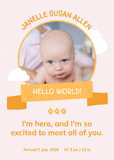 Joyful Birth Announcement Templates