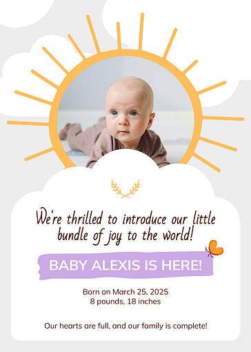 Joyful Birth Announcement Templates