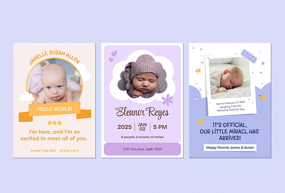 Joyful Birth Announcement Templates