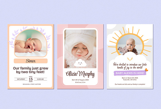Joyful Birth Announcement Templates
