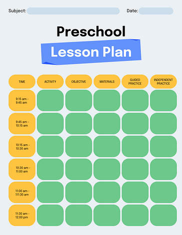 Modèles de plans de cours pour école maternelle